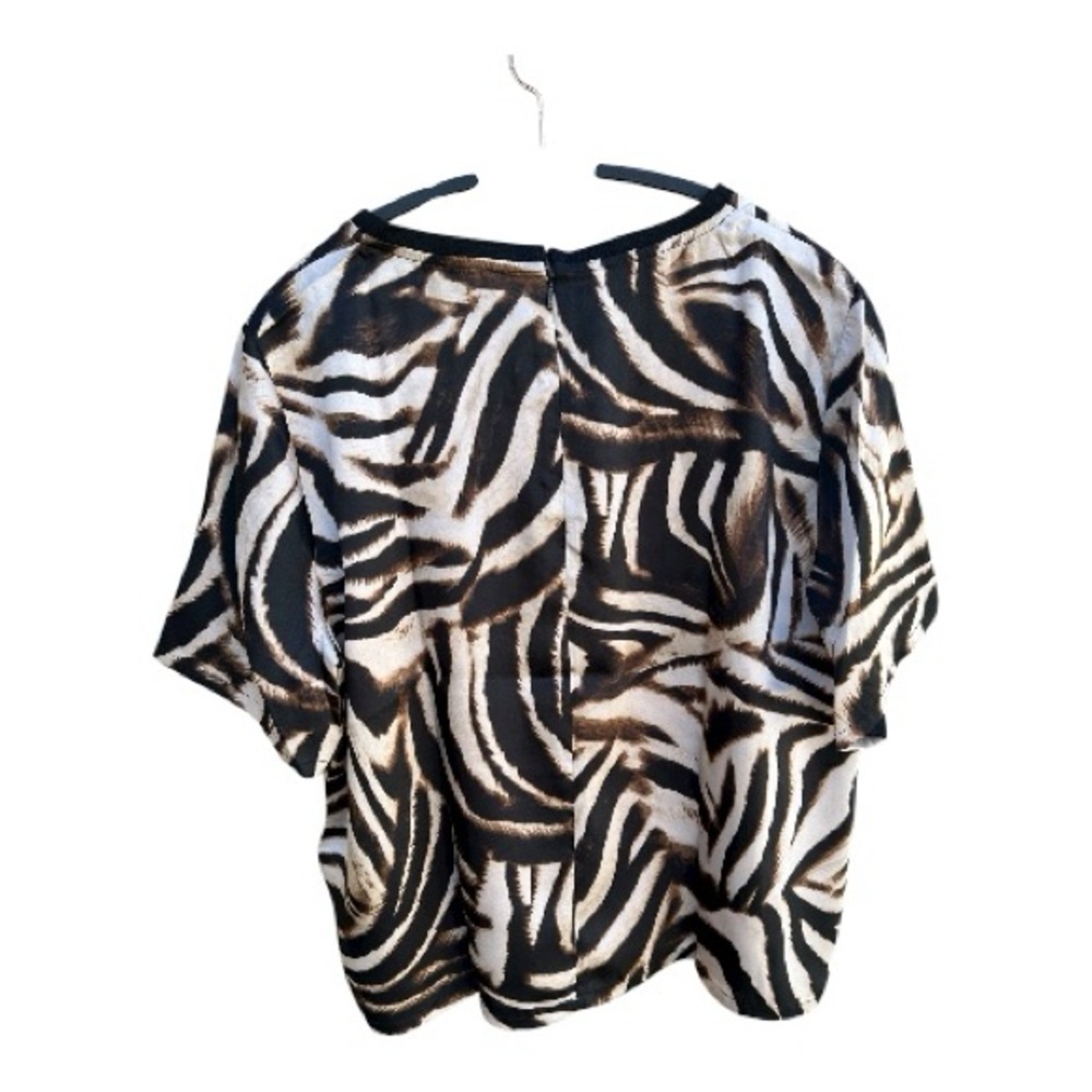 DKNY Zebra Animal Print Short Sleeve Top XL NWT Y2K Mob Wife Statement - Picture 4 of 9